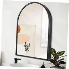 Arched Wall Mirror Aluminum Alloy Frame Bathroom Mirror 16"L x 12"W Black