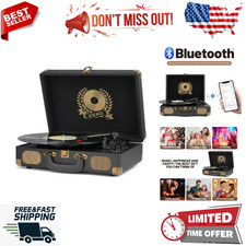 Vinyl Record Player Bluetooth - Suitcase Portable Belt-Driven Record Player