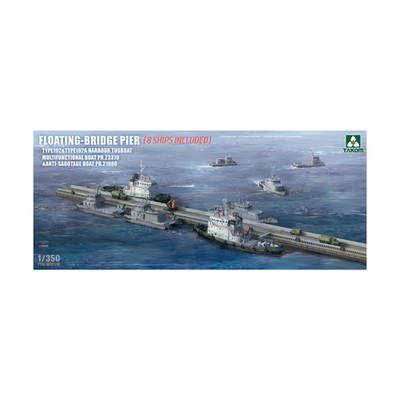 Takom Model 1:350 Floating Bridge Pier w/8 Ships New