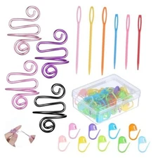 60 Pcs Crochet Stitch Markers with 4 Pcs Adjustable Crochet Tension Ring and 6 