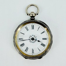 Antico orologio da tasca svizzero in argento 935 - carica chiave - funzionante