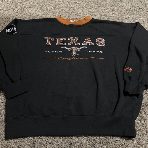 Vintage 90s Lee Sport Texas Longhorns Size Large Sweatshirt V Neck Pullover - Afbeelding 1 van 7