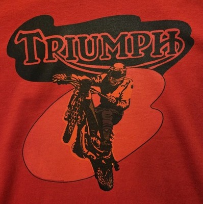 Rare Vintage 1970s Iron On ''Triumph'' Motorcycle. On Large Women T-shirt