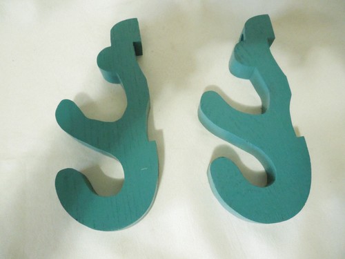 Painted Wood Wall Rack/Hangers Set Holds 2 Swords/ Fish Poles Handmade Display