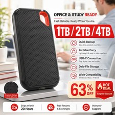 128TB Portable SSD External Drive USB-C Compact Storage for Laptop Mac PC Backup