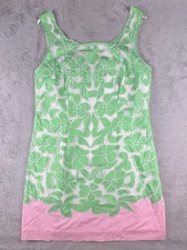 Lilly Pulitzer Capricia Dress Pink Green Eyelet Size 12 Lace Shift Embroidered