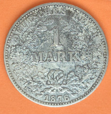1 Mark 1876 C Deutsches Reich - Umlaufm&uuml;nze  Silber 0.900 Patina sehr sch&ouml;n