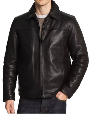 Herren Echt Rindsleder Leder Jacke Top Grain Schwarz Vintage Motorrad Biker...