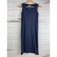 madewell tank midi dress side slits navy Jersey blue marled XXS