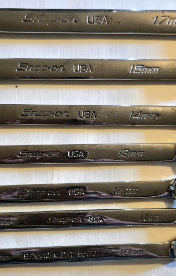 Llave combinada Snap On serie SRXM métrica de 12 puntos de velocidad extremo abierto, usada,... Foto 3 de 4