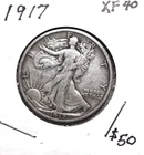 1917 Walking Liberty Silver Half Dollar, High Grade, Great Gift,