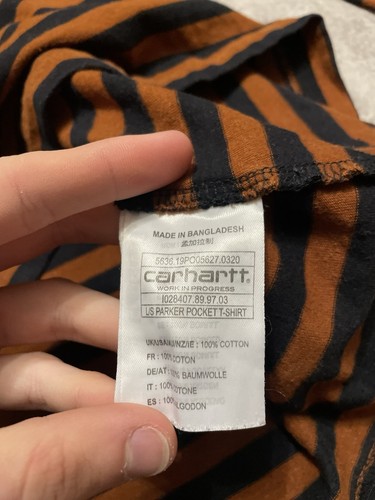 Camiseta Carhartt Wip Rayas Manga Larga Bolsillo Parker Y2KSize L Para Hombres - Imagen 14 de 19