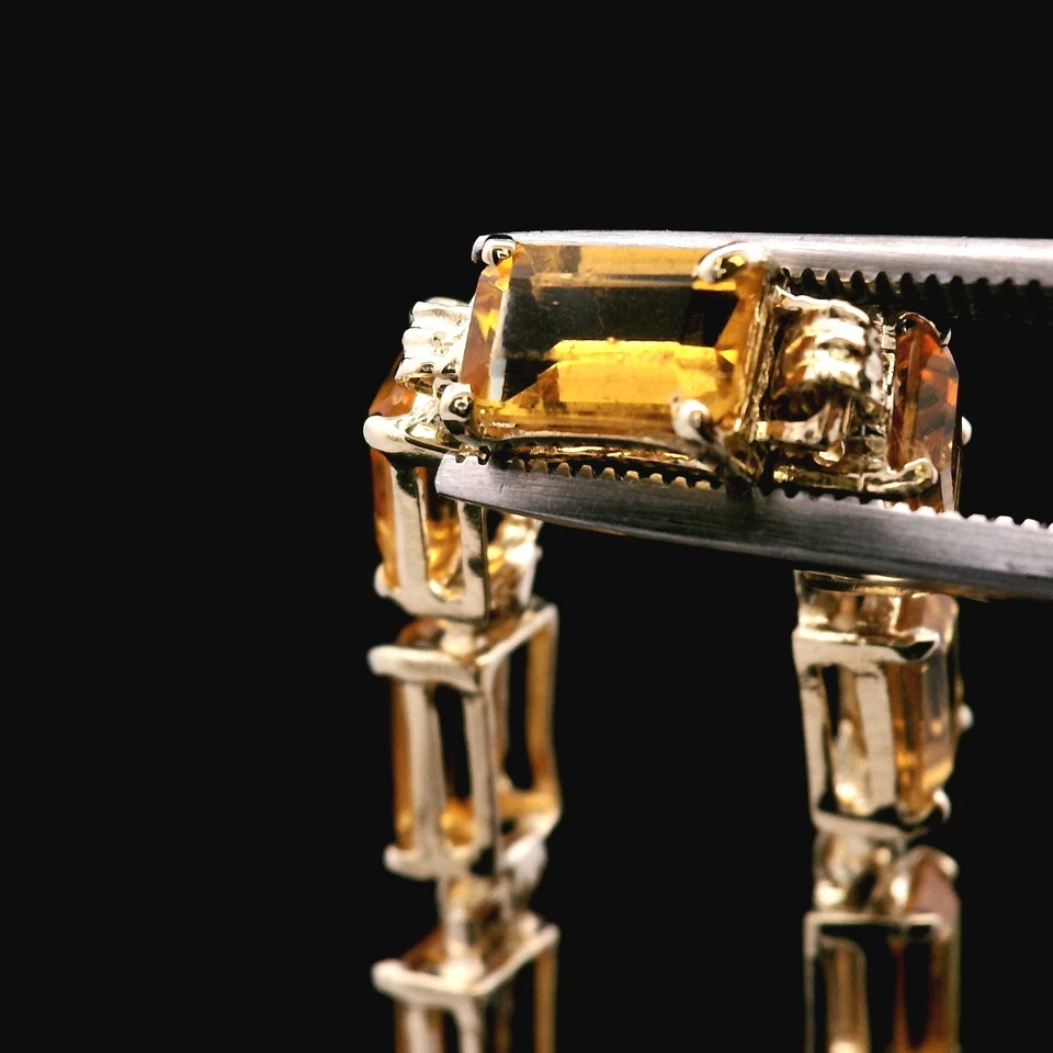 "Pulsera tenis topacio amarillo oro amarillo 14 quilates - 7,32 g (4,7 DWT) - 6""" Foto 3 de 4