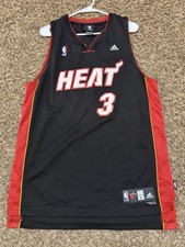 Miami Heat Dwyane Wade 3 Adidas Swingman Basketball Jersey Black Size Large
