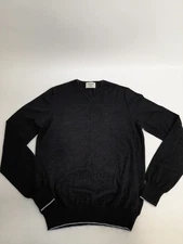 Avon Celli Mens Size M V Neck Sweater Pullover 100% Wool Dark Grey Melange