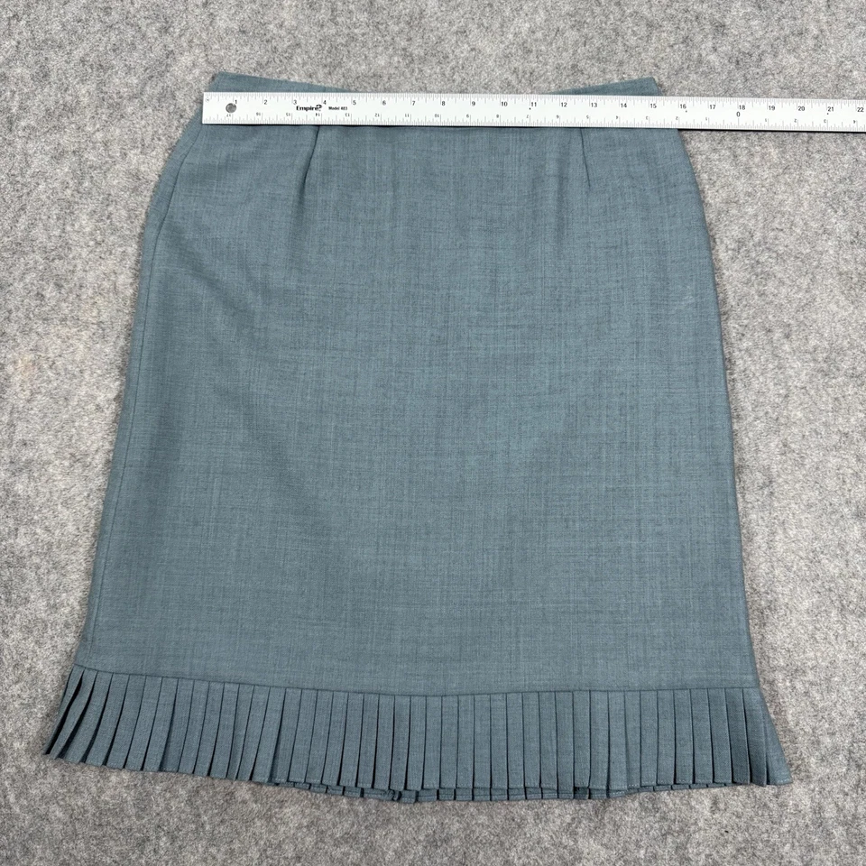 Falda inferior plisada con cremallera trasera Ann Taylor para mujer talla 8P verde azulado mezcla de lana Foto 4 de 4