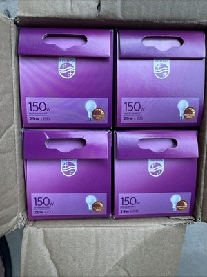 Qty 4 PHILIPS 29W DIMMABLE LED DAYLIGHT LIGHT BULBS 150W REPLACEMENT2610 571497