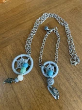 Handmade Dreamcatcher Necklace & Bracelet Set Boho Style Jewelry