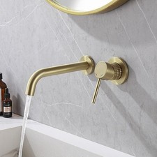 Wall Mount Bathroom Sink Faucet Solid Brass Single Handle Hot Cold Mixer Tap