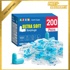 Ear Plugs 200 Pairs NRR 32dB Soft Foam Sleep Noise Cancelling Concert Shooting