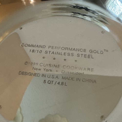 Cuisine-Cookware Command Performance Gold 5 Qt Serving Pot/ Bowl & Lid Stainless - Picture 7 of 10