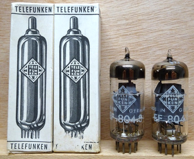 Pair: TELEFUNKEN EF804S | über 100%   NOS NIB Diamond Röhren Tubes Raute Valve