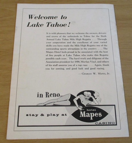 SELTEN 1958 Original offizielles RENNPROGRAMM ~ "LAKE TAHOE Mile High Regatta" ~ - Bild 11 von 15
