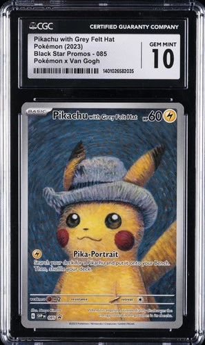 2023 BLACK STAR PROMO POKEMON X VAN GOGH #085 PIKACHU WITH GREY FELT HAT CGC 10