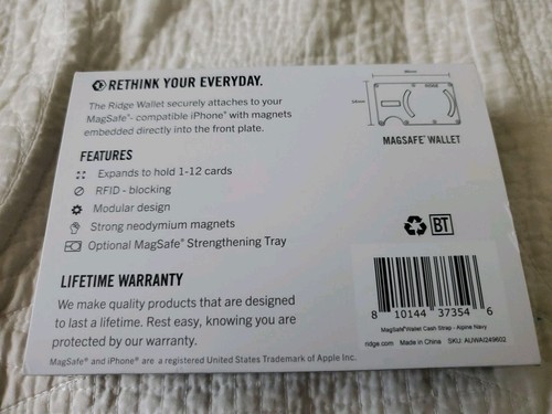 Ridge Wallet Alpine Blue MagSafe RFID Blocking Slim Minimalist Cash Belt - Picture 4 of 4