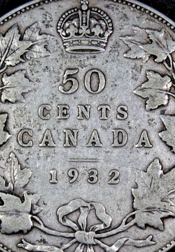 1932 Canada 50 Cent Key Date Fine Plus 19,213 Mintage KM 25a Free Shipping - Image 3 of 4