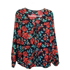 Torrid Floral Button Front Blouse Size 1X | Georgette Long Sleeve Boho Top