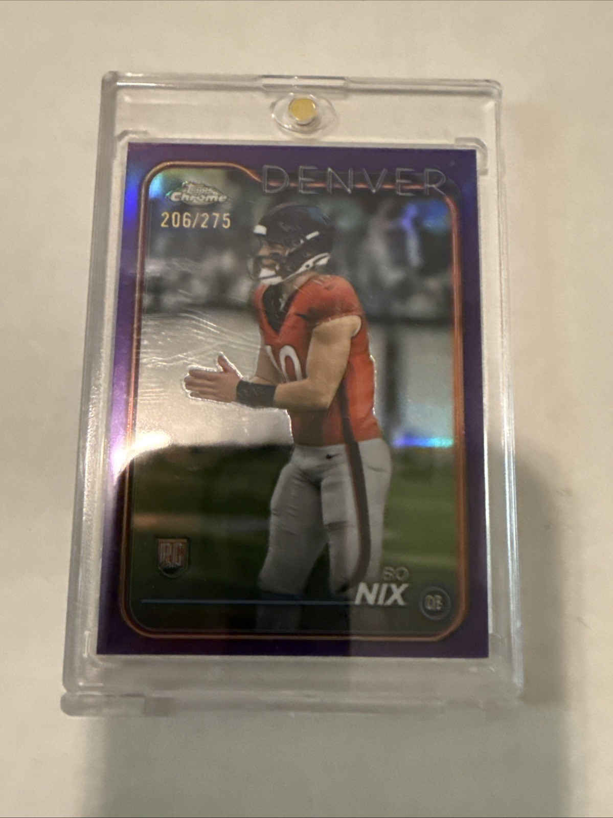 2024 Topps Chrome - Rookies Bo Nix #206 Purple Refractor /275 (RC)