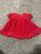 Vintage Tiny Tots Original Red Velvet Ruffle Dress Size 12 Months - EUC