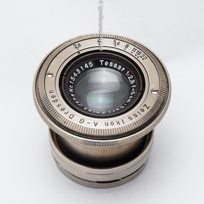 Vorkrieg Carl Zeiss Jena Tessar 5cm 2,8 für Contax I zusammenklappbar sehr gu...