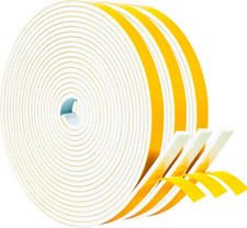Weather Stripping Door Seal Strip White 3/8" x1/8", 50Ft Total, Foam Insulation