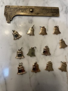 Authentic 12 Vintage Gold Plated Liberty Bell Charms