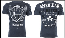 AMERICAN FIGHTER Navy Blue Heather BELIEVE Athletic Graphic T-shirt NWT