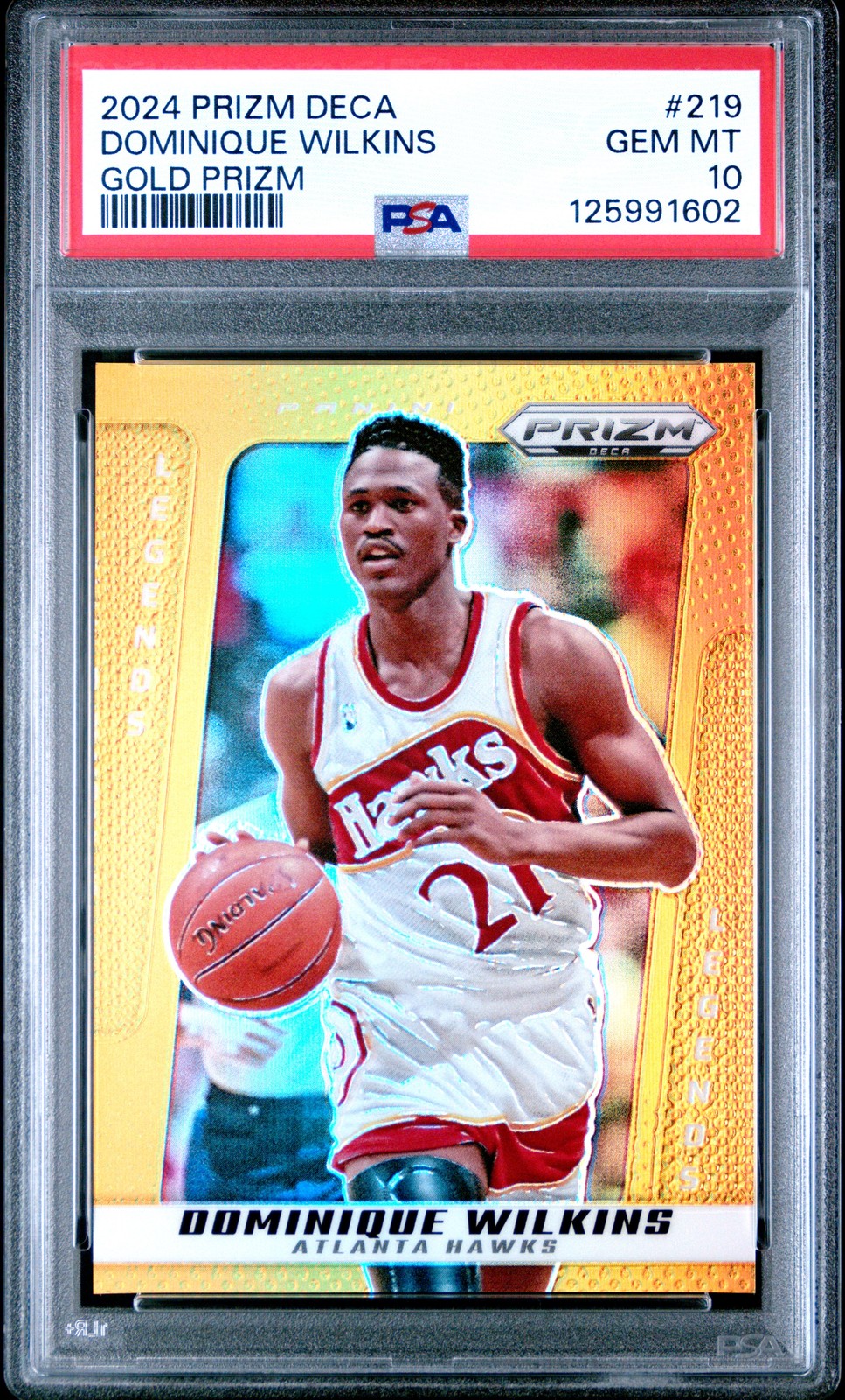 2024 Panini Prizm Deca Dominique Wilkins #1/10 Gold PSA 10 Gem Mint Bookend #219