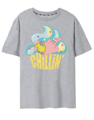 SpongeBob SquarePants Grau Patrick Chillin Kurzärmeliges T-Shirt Frauen