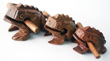Guiro Percussion Musical Instruments Wooden 3 Piece, Set of 3 Natural Brown