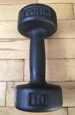 Vtg York 10lb Cast Iron Roundhead Dumbbell Hand Weight Single