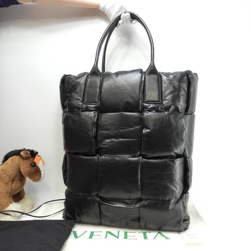 Bottega Veneta Men's Large Tote Bag Arco Lamb Leather Black Shoulder Bag Excelle