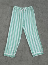 PJ Salvage Womens Pajama Lounge Pant Size L Mint Green White Stripe Drawstring
