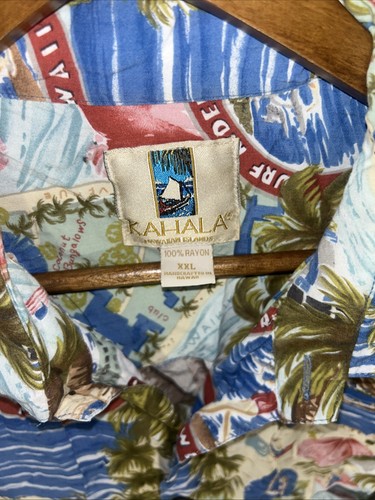 Camicia hawaiana estiva uomo Kahala vintage surfista waiki con bottoni taglia 2XL - Foto 2 di 7