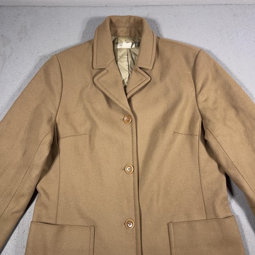 J Crew Coat Womens Medium Camel Wool Thinsulate Insulation Pocket Classic Warm - Picture 4 of 15