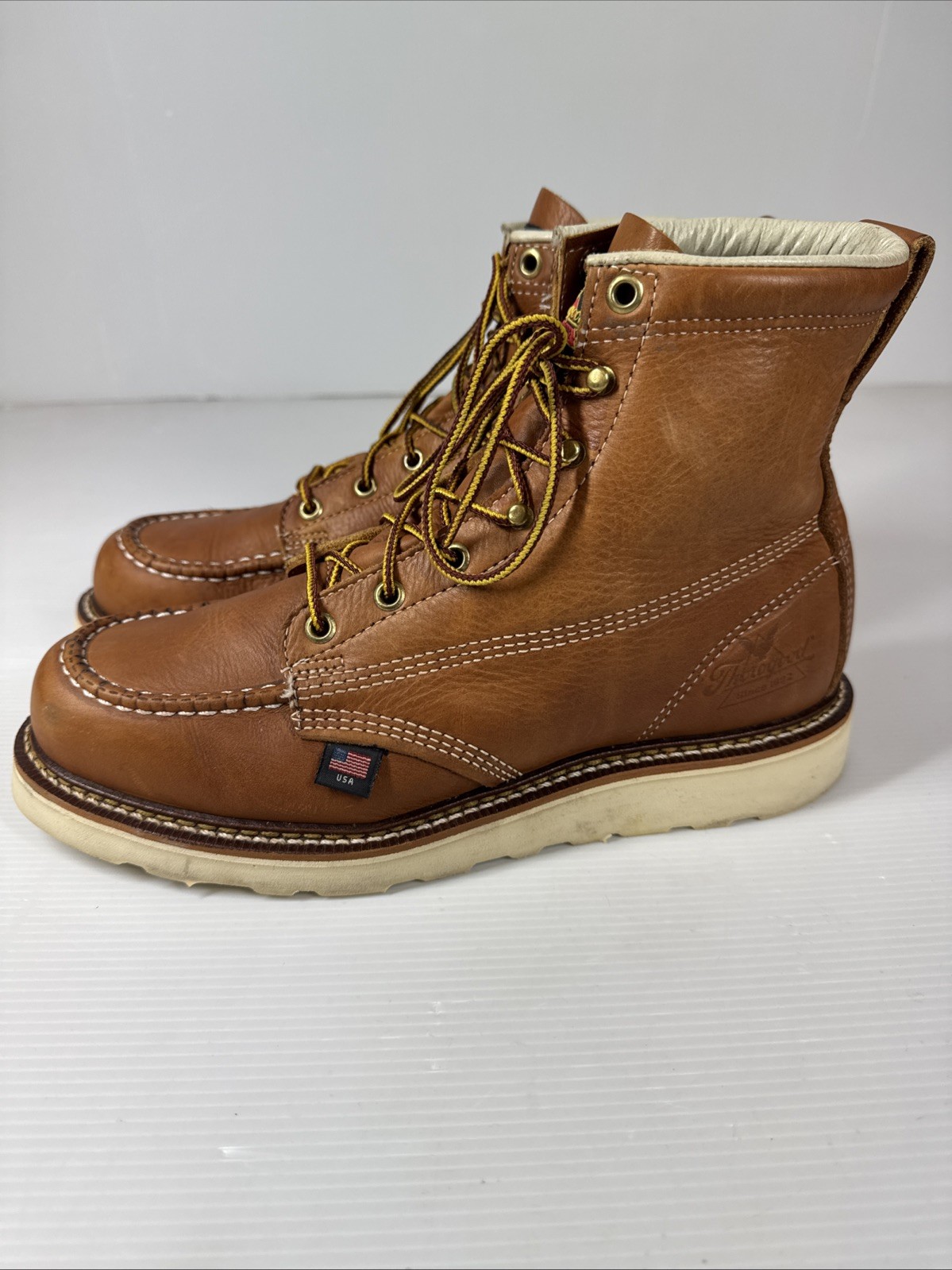 Thorogood 814-4200 Men's 6" Leather Moc Toe Work Boots Brown Size 8.5D