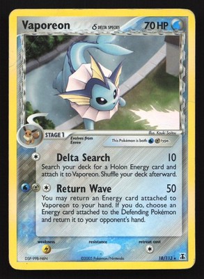 Vaporeon #18 from Delta Species ((2005)) – Pokémon card