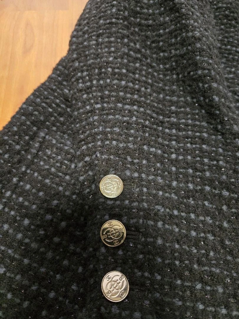 Giacca tweed Chanel 02A nero navy 44