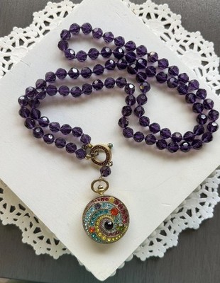 Heidi Daus 36'' Timing is Everything Reversible Necklace Watch Swarovski Crystals