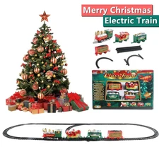Christmas Tree Train Set Electric Railway with Sound Light Holiday Decoration To
